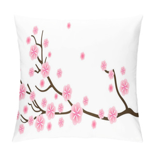 Personality  Sakura Cherry Blossom In Spring Isolated On White Pillow Covers