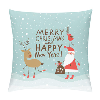 Personality  Greeting Christmas And New Year Card Pillow Covers