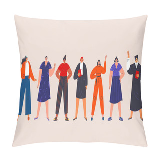 Personality  Happy Women Or Girls Standing Together Pillow Covers