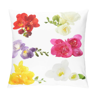 Personality  Collage Of Beautiful  Freesias Pillow Covers