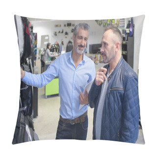 Personality  Men At A Motorbike Shop Pillow Covers