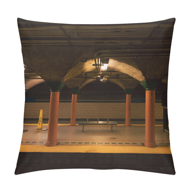 Personality  Subway Station With Columns And Bench In New York City Pillow Covers