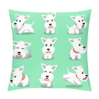 Personality  Cartoon Character White Scottish Terrier Dog Poses Pillow Covers