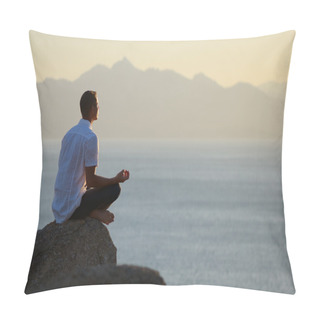 Personality  Guy Sitting On A Rock In The Lotus Position Pillow Covers