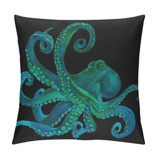 Personality   Watercolor Octopus. Sea Poulpe, Devilfish With Tentacles Illustration Isolated On White Background Pillow Covers