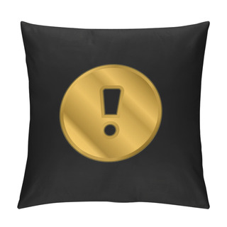 Personality  Attention Sign Gold Plated Metalic Icon Or Logo Vector Pillow Covers