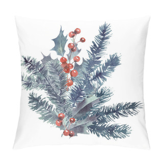 Personality  Happy Christmas And New Year Watercolor Hand Painted Illustration Pillow Covers