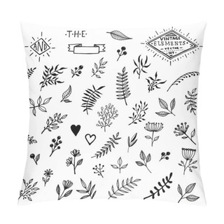 Personality  Set Of Vintage Floral Hand-Sketched Elements. Pillow Covers