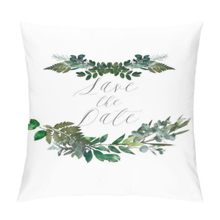 Personality  Watercolor Modern Decorative Element. Eucalyptus Round Green Leaf Wreath, Greenery Branches, Garland, Border, Frame, Elegant Watercolor Isolated, Pillow Covers