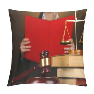 Personality  Judge Read Verdict On Brown Background Pillow Covers