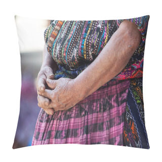 Personality  Senior Woman In Ethnic Traditional Latin American Dress Pillow Covers