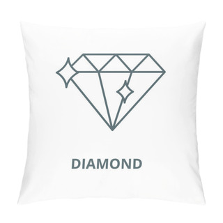 Personality  Diamond Line Icon, Vector. Diamond Outline Sign, Concept Symbol, Flat Illustration Pillow Covers