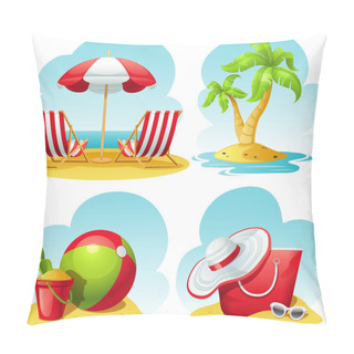 Personality  Beach Icon Set Pillow Covers