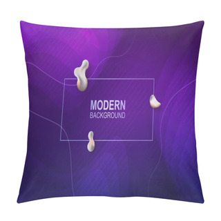 Personality  Composition With Blue Color Gradient, Wavy Curtains And Lines, Abstract Oval Light Shapes. Pillow Covers