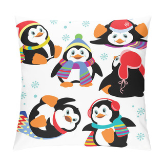 Personality  Set With Cartoon Penguins Pillow Covers