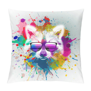 Personality  Racoon In Sunglasses In Colorful Paint Splashes Pillow Covers