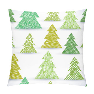 Personality  Christmass Tree Seamless Pattern, Hand Drawn Lines Textures Used Pillow Covers