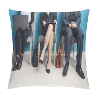 Personality  Impersonalized Businesspeople Waiting For Colloquy Pillow Covers