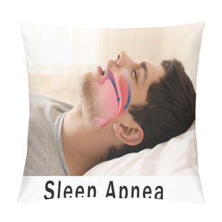Personality  Snore Problem Concept. Illustration Of Obstructive Sleep Apnea Pillow Covers