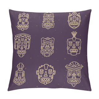 Personality  Set Of Ethnic Tribal  Masks Pillow Covers