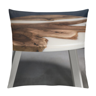 Personality  Handmade Designer Table Made Of Solid Wood And White Epoxy Resin Pillow Covers