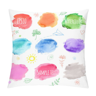 Personality  Set Of Nine Colored Watercolor Backgrounds. Pillow Covers