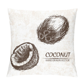 Personality  Digital Vector Detailed Coconut Hand Drawn Pillow Covers