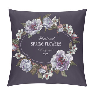 Personality  Floral Greeting Card With Peonies And Jasmine Pillow Covers