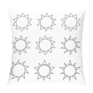 Personality  Set Of Suns Line Icons Pillow Covers