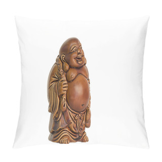 Personality  Statuette Of Laughing Buddha On A White Background Pillow Covers