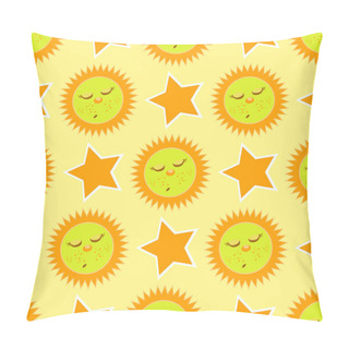 Personality  Sleeping Sun And Star. Seamless Pattern Pillow Covers