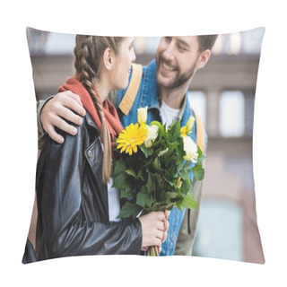 Personality  Man Hugging Girlfriend Pillow Covers