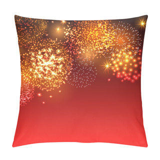 Personality  Gold Fireworks On The Red Backgrou Pillow Covers