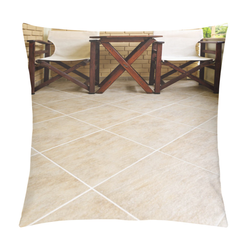Personality  Chairs And Table On Tiled Floor Pillow Covers