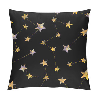 Personality  Watercolor Constellations. Seamless Pattern On A Black Background Pillow Covers