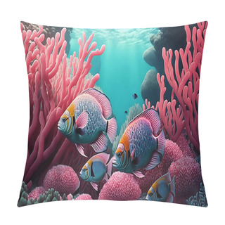 Personality  Sea Background With Tropical Fish And Coral Reefs Pillow Covers