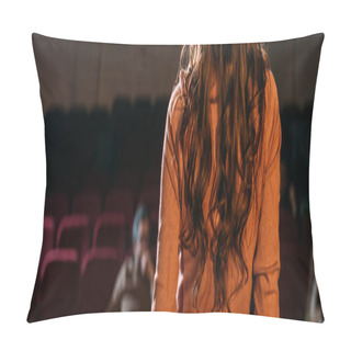 Personality  Panoramic Shot Of Stage Director And Actress In Theater Pillow Covers