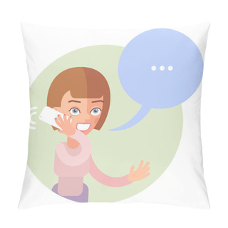 Personality  Woman Talking On Phone Pillow Covers