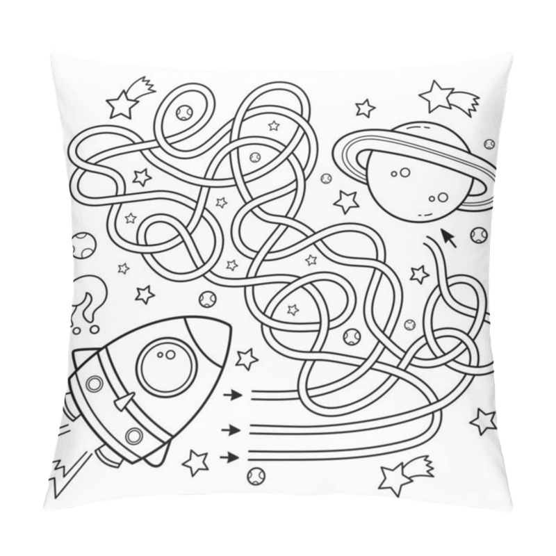 Personality  Maze Or Labyrinth Game For Preschool Children. Puzzle. Tangled Road. Coloring Page Outline Of Cartoon Rocket In Space. Coloring Book For Kids. Pillow Covers