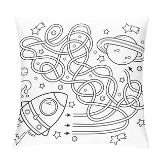 Personality  Maze Or Labyrinth Game For Preschool Children. Puzzle. Tangled Road. Coloring Page Outline Of Cartoon Rocket In Space. Coloring Book For Kids. Pillow Covers