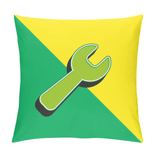 Personality  Black Wrench Green And Yellow Modern 3d Vector Icon Logo Pillow Covers