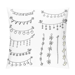 Personality  Doodle Set Bunting And Garlands For Decorations. Flags ,heart,fl Pillow Covers