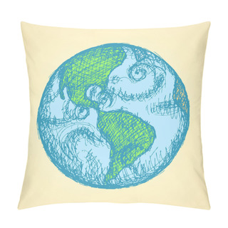 Personality  Sketch Planet Earth In Vintage Style Pillow Covers