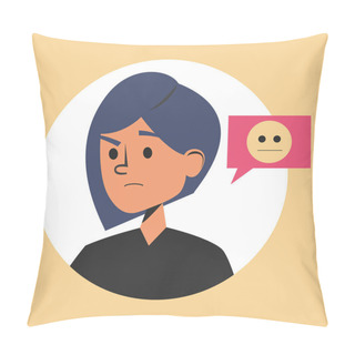 Personality  Portrait Of A Woman Pondering Vector Isolated Pillow Covers