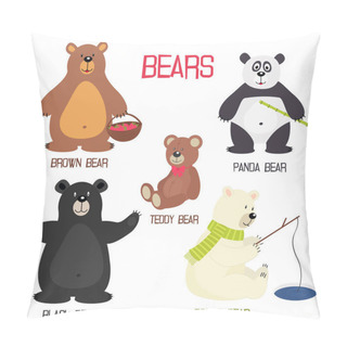 Personality  Set Of Isolated Different Bears  Pillow Covers