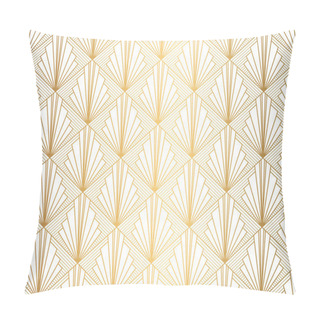 Personality  Art Deco Pattern. Seamless White And Gold Background Pillow Covers