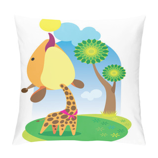 Personality  Little Giraffe Standing Near Tree Pillow Covers