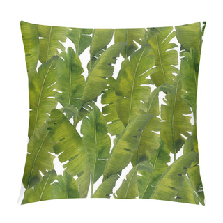 Personality  Watercolor Seamless Dense Pattern Banana Leaves Green Leaf Leaves Lush Tropical Exotic Foliage Deleicate Elegant Greenery Isolated Elements For Composition Design Natural Organic Trendy Pillow Covers