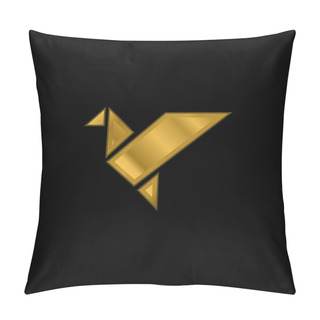 Personality  Bird In Flight Origami Gold Plated Metalic Icon Or Logo Vector Pillow Covers