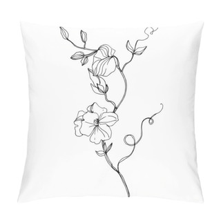 Personality  Vector Wildflowers Floral Botanical Flowers. Black And White Engraved Ink Art. Isolated Flower Illustration Element. Pillow Covers